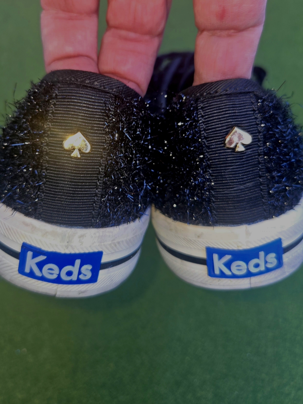 KEDS Kate Spade Anthropologie 6½ Kickstart Black Sparkle Tinsel Fuzzy SPARKLE - Picture 12 of 16